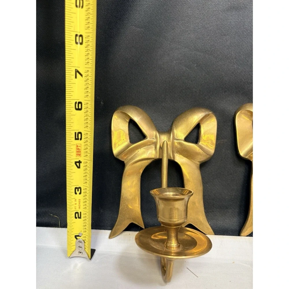 Bows VTG Brass Wall Candle Holders CuteCore Coquette Hollywood Regency Cottage